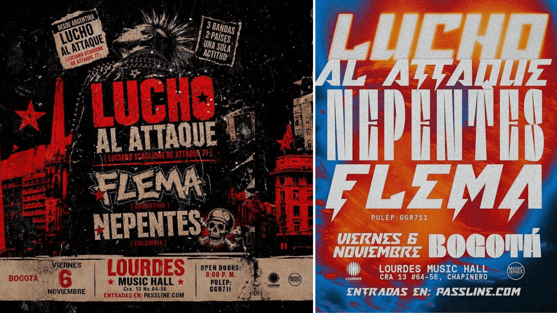 Punk argentino y colombiano se toman Bogotá: Lucho al Attaque, Flema y Nepentes llegan a Lourdes