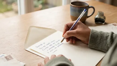 En la foto: Persona escribiendo carta
